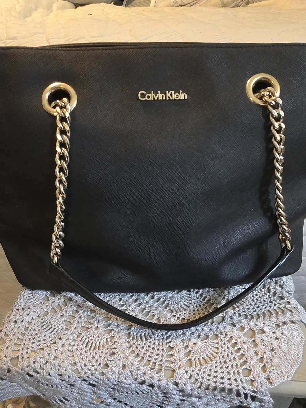 Calvin Klein Black Chain-Handle Tote